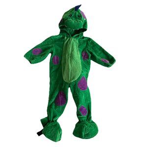 Toddler Green Purple Dragon Dinosaur Halloween Plush Costume Hooded Tail Sz 12M